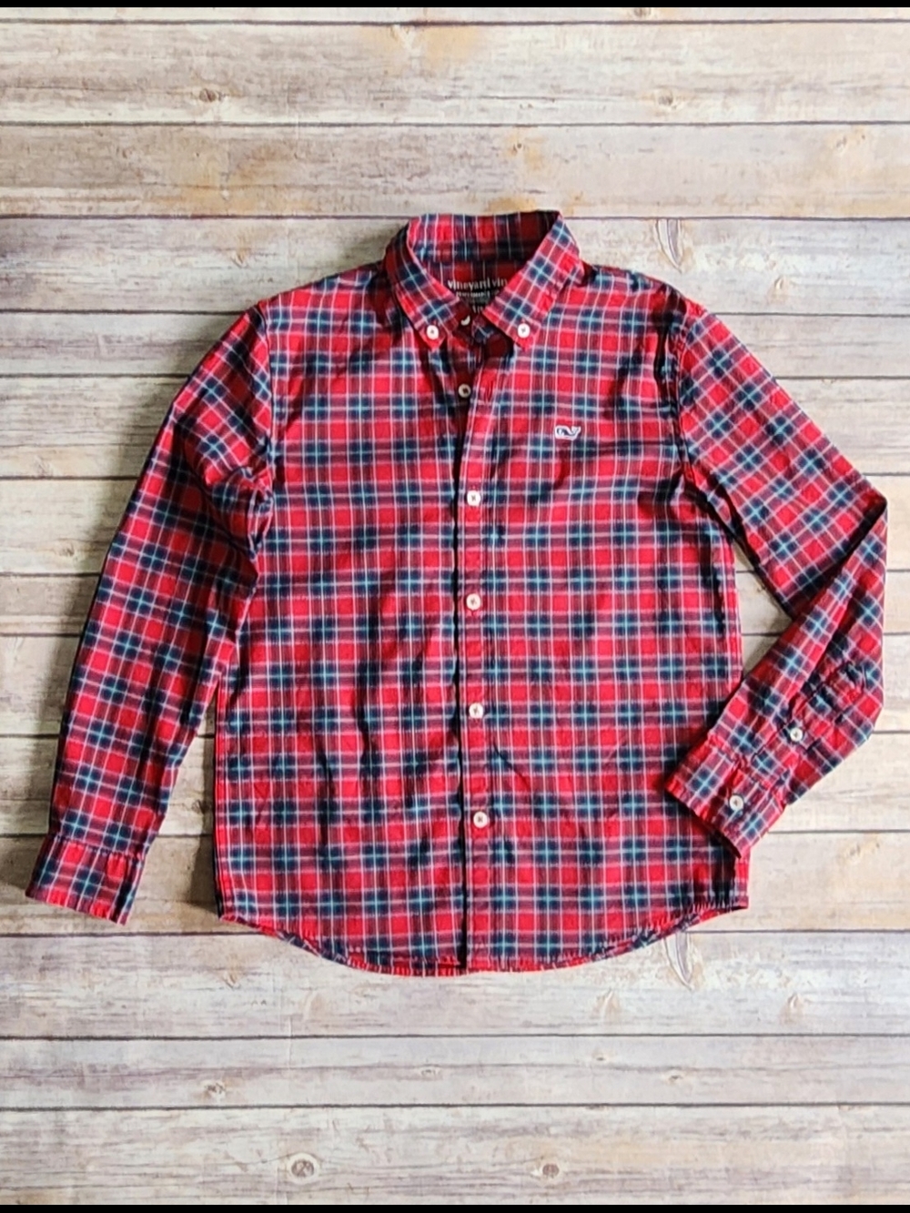 Vineyard Vines Performance brrr Boy Plaid Shirt Size S(8-10)